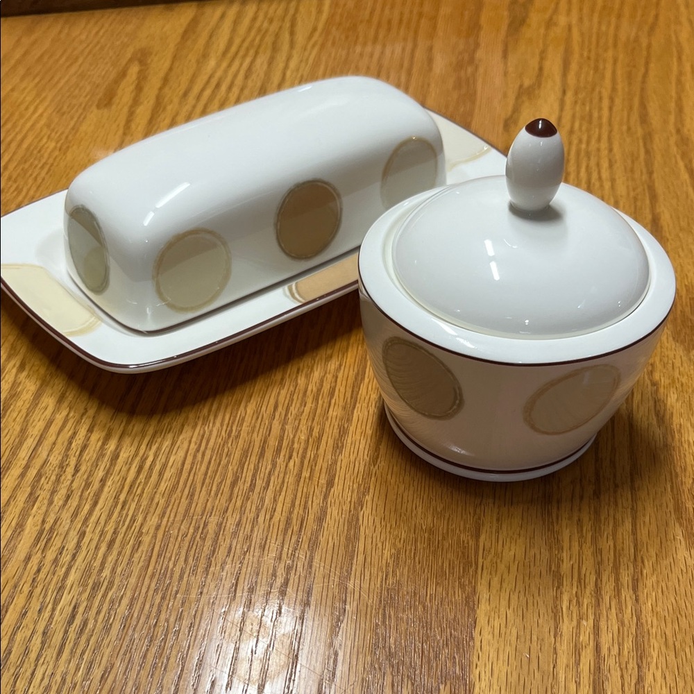 Noritake Mocha Java Butter Dish and Sugar Dish